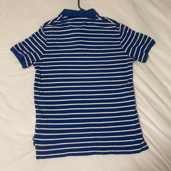 American Eagle Outfitters The Eagle Polo Size Medium Blue & White Striped - Picture 8 of 11